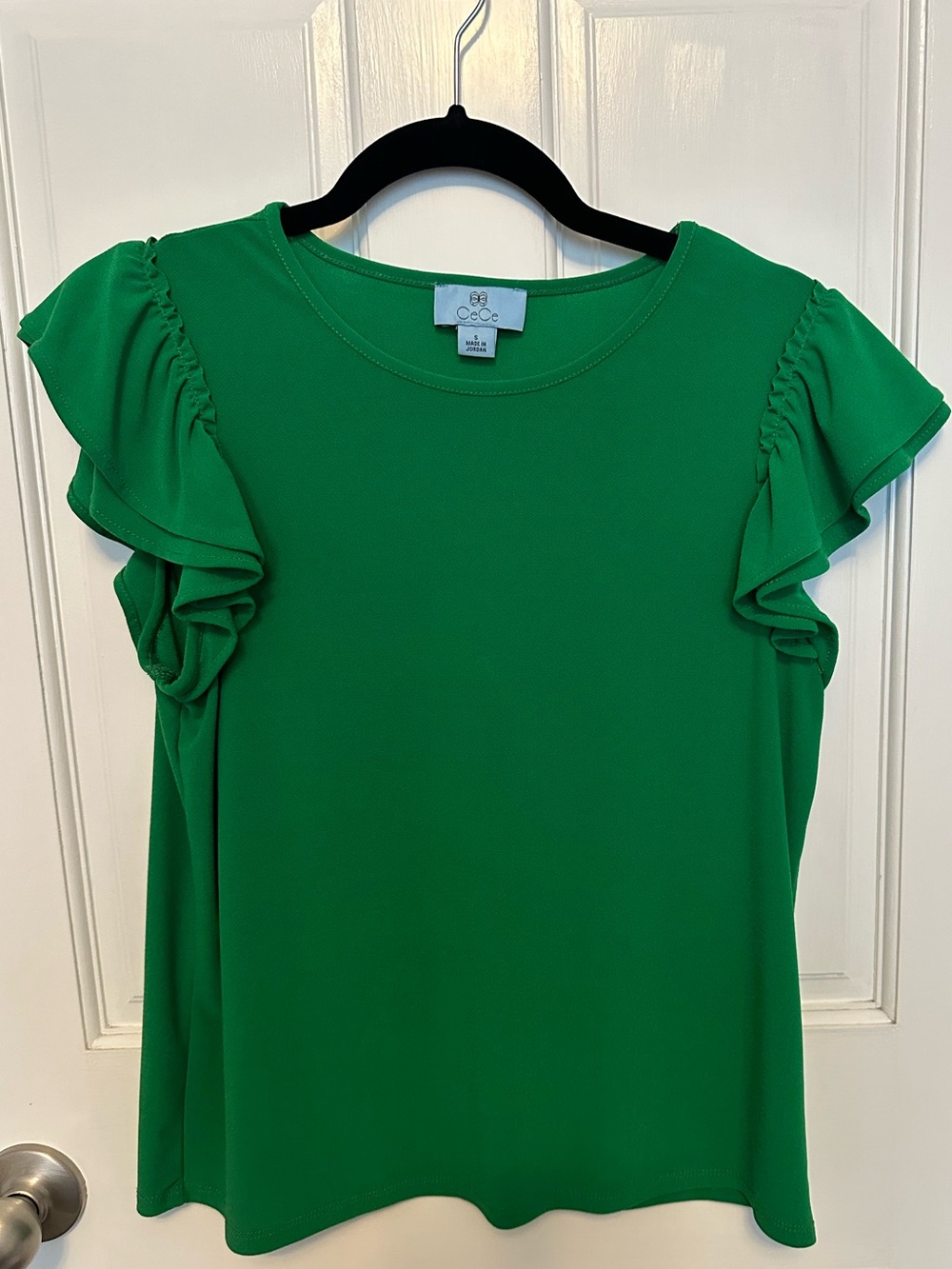 Cece Women’s Double Ruffle Sleeve Crew Neck Top | Size Small